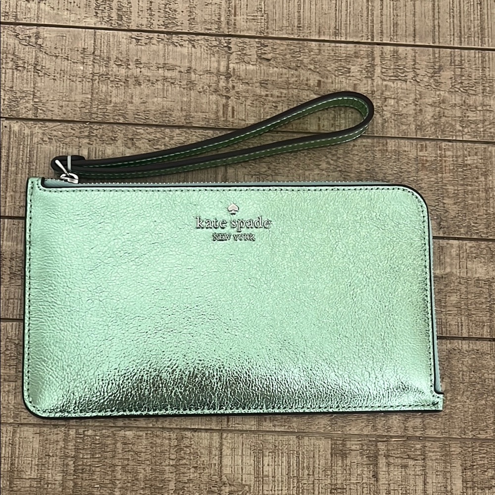 Kate Spade Metallic Green Wristlet